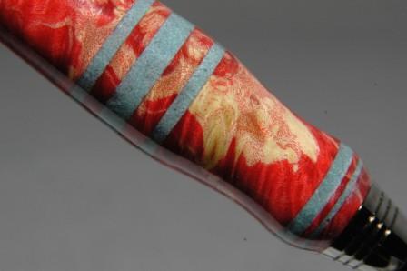 Red Dyed Boxelder Burl with Genuine Turquise inlay