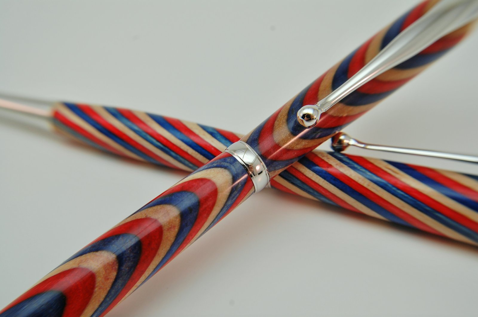 Red White and Blue pen and pencil set with Rhodium trim