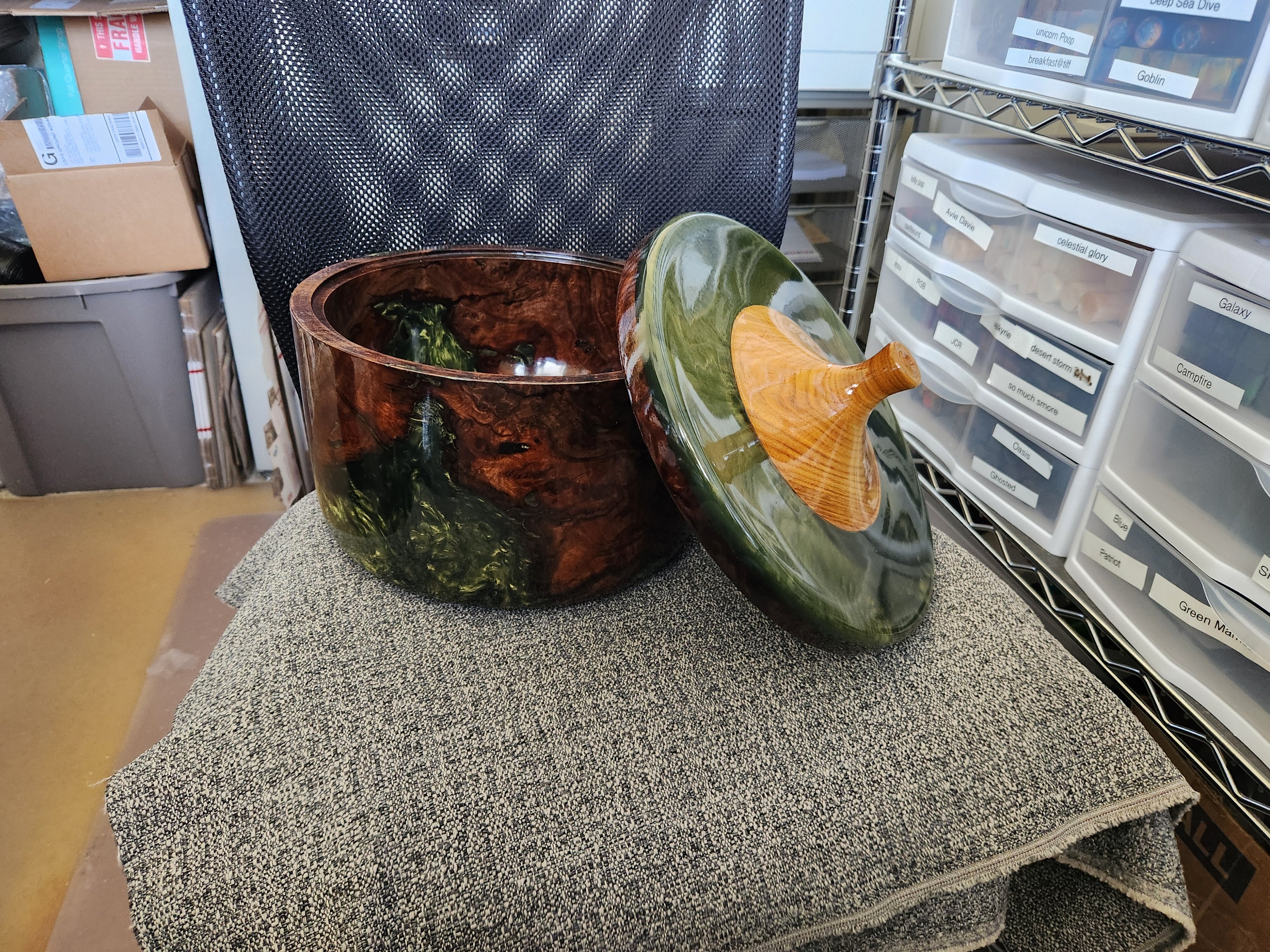 Resin and wood