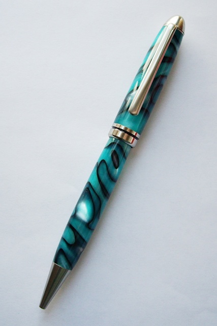 Satin Pearl Euro with acrylic Abalone blank
