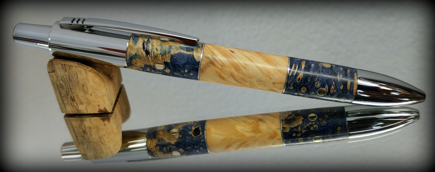 Segmented Vesper - Blue Box Elder & Clear Box Elder Burl