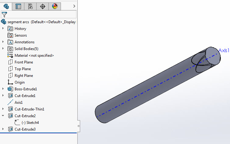 segmenting, diameter small solidworks