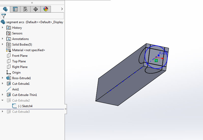 segmenting, side cut solidworks