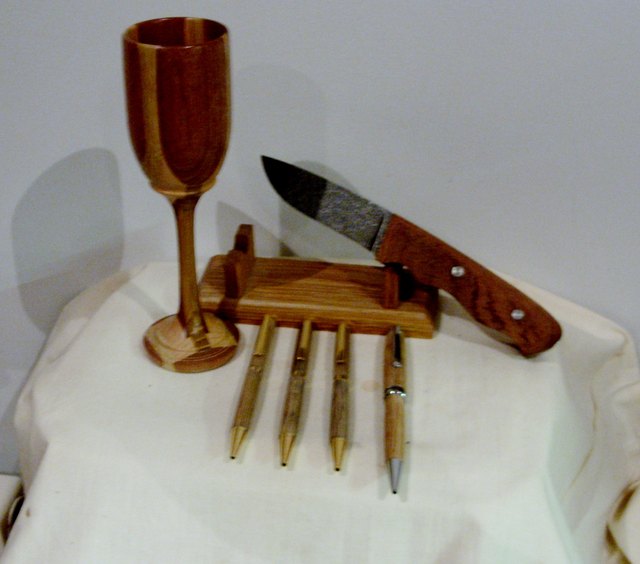 several pens, goblet and knife made in a day
