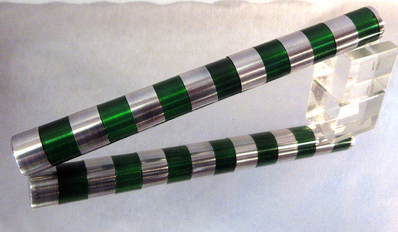 Silver and green bands