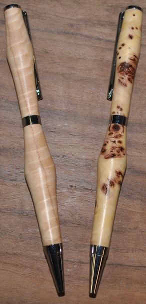 Slimline figured Blond Eucalyptus and English Elm burl sap.