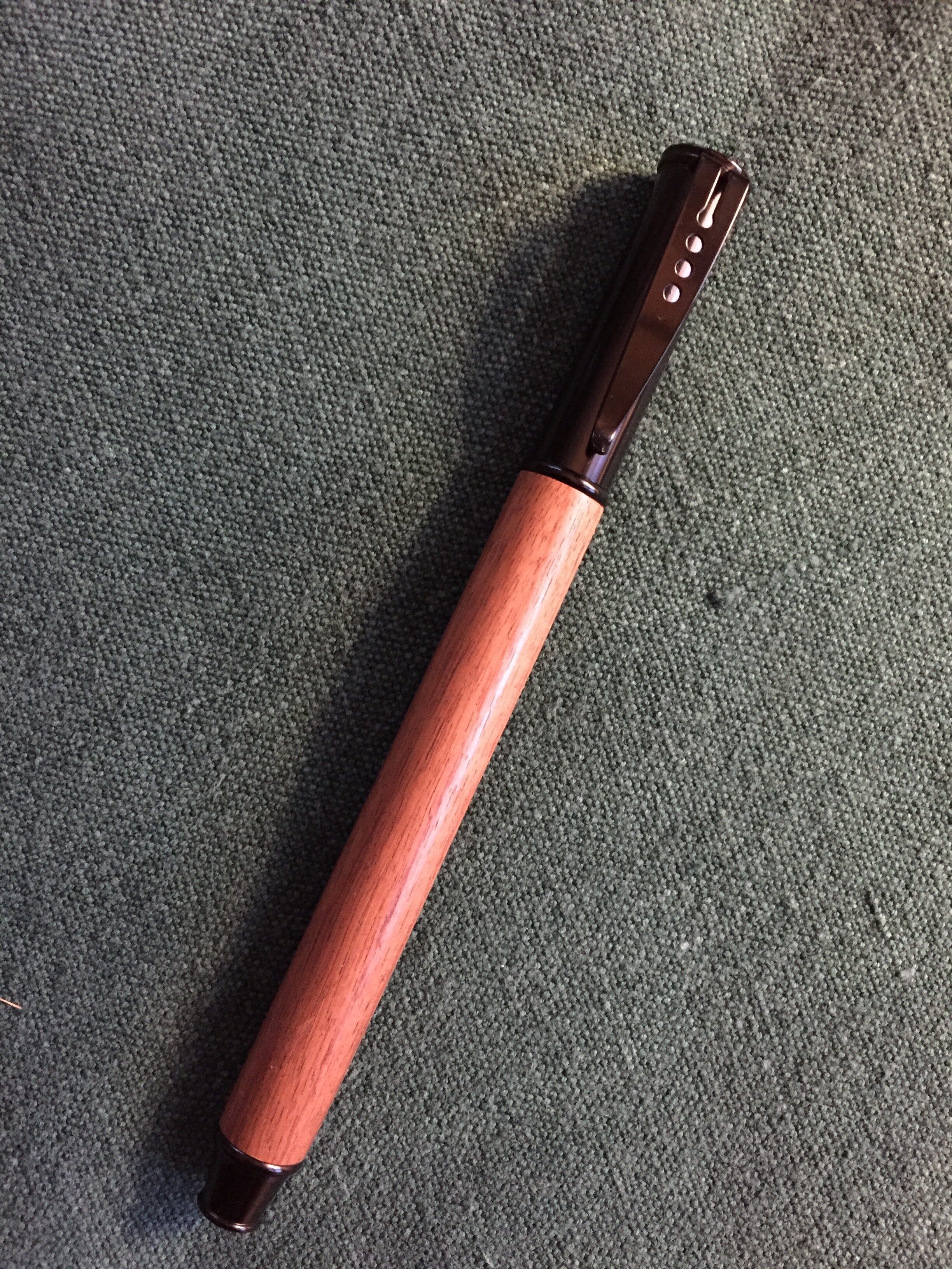Snap cap rollerball in black chrome and Brazilian Rosewood