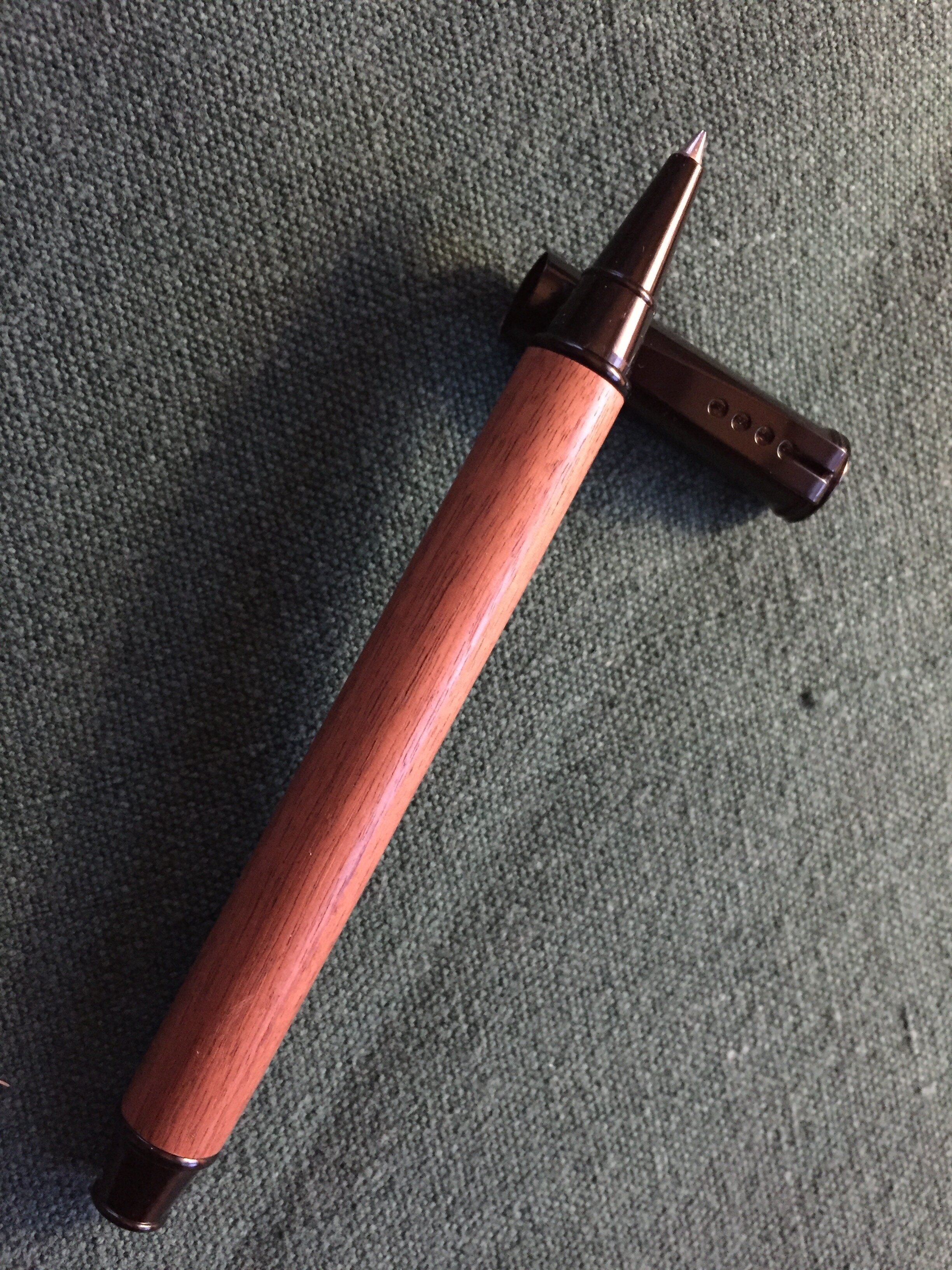 Snap cap rollerball in black chrome and Brazilian Rosewood