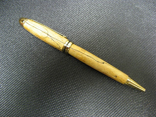 Spalted maple pen; gift to Leroy Holmes