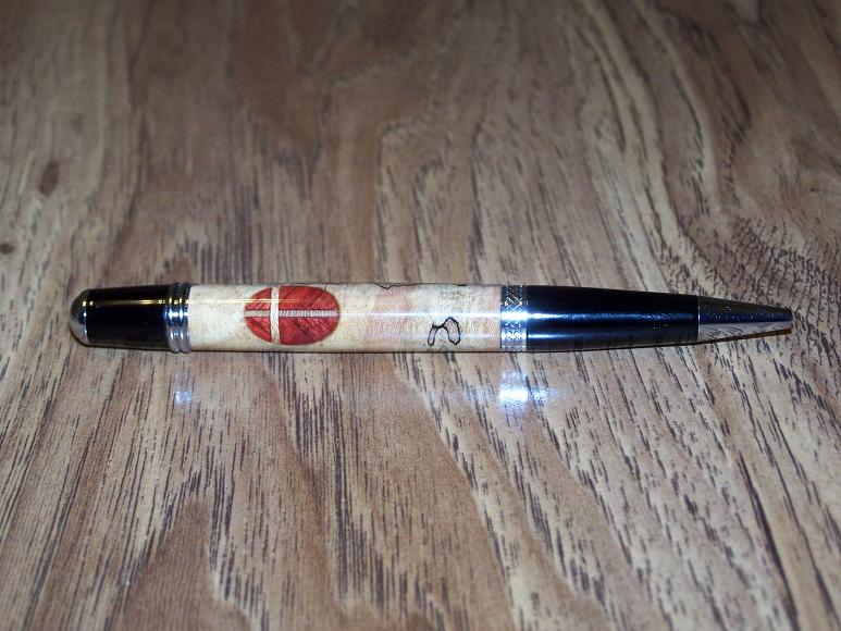 Spalted Maple with eliptical Bloodwood inlay and Sycamore Cross