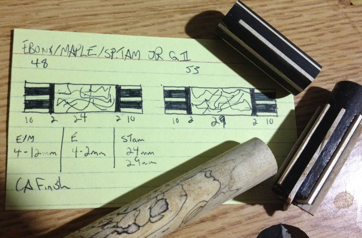 Spalted Tamarind Segmented Pen setup