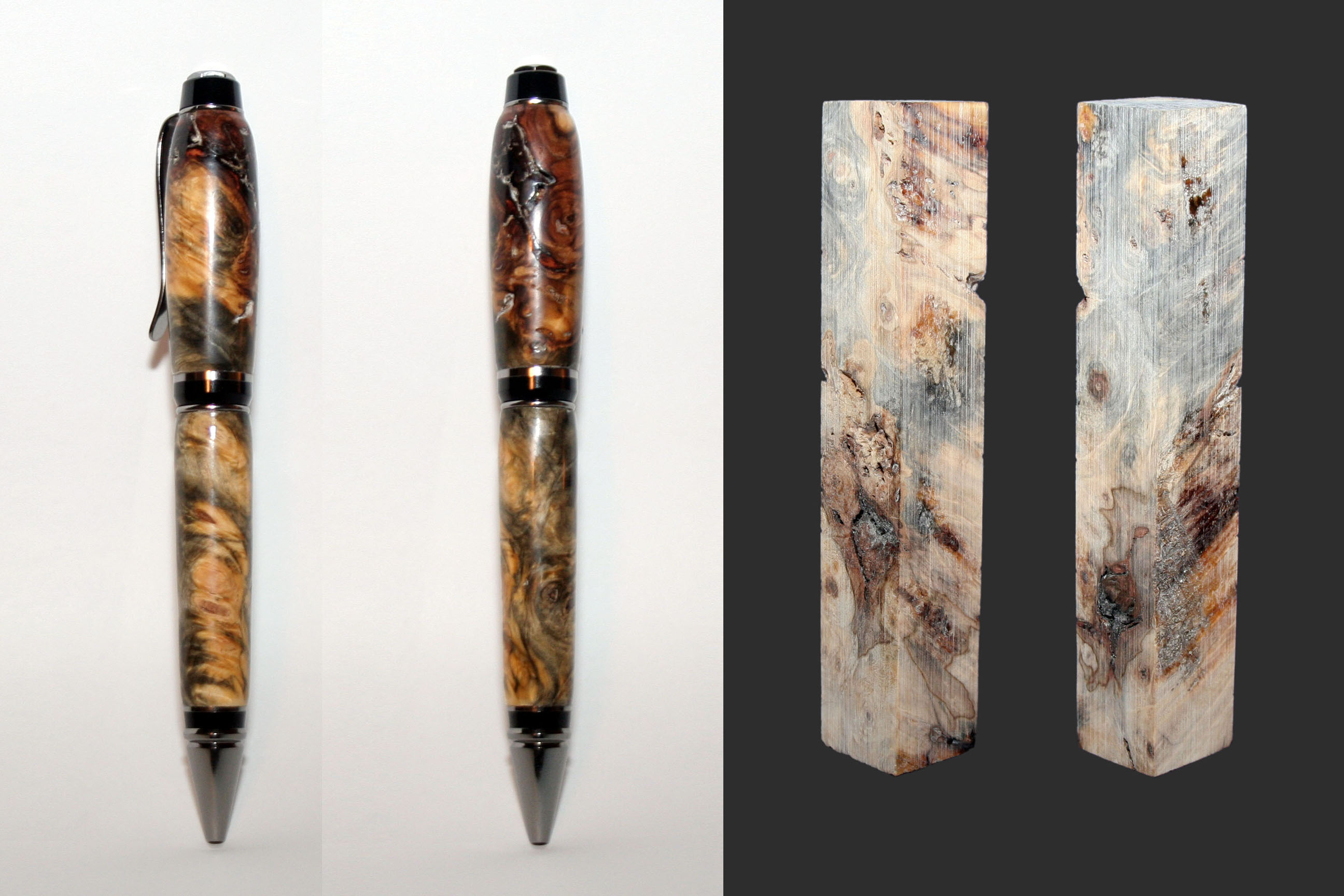 Stabilized California Buckeye Burl Natural Black Titanium Premium Cigar Twist Pen