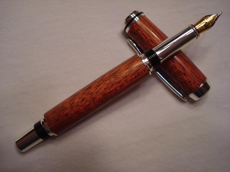 Sterling Silver Baron Fountain Pen dressed in Padauk