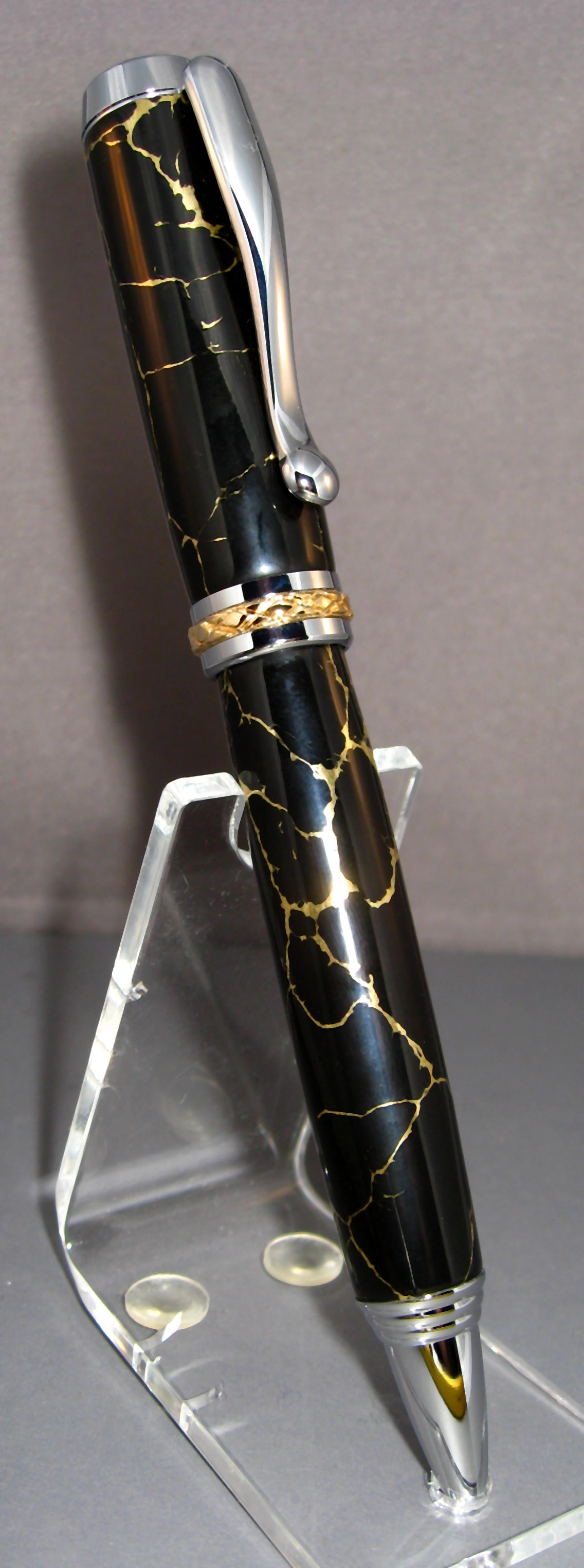 Triton Ballpoint in Black with Gold Matrix Tru-Stone