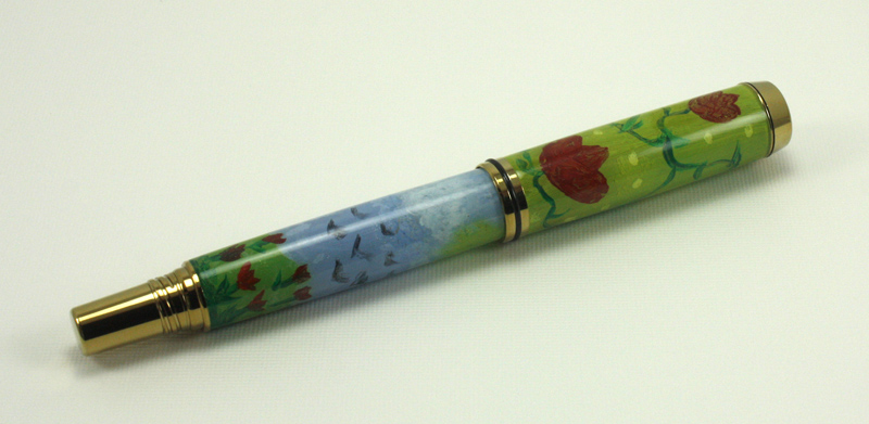 Tulips Painted Pen Blank on a Junior Gent II
