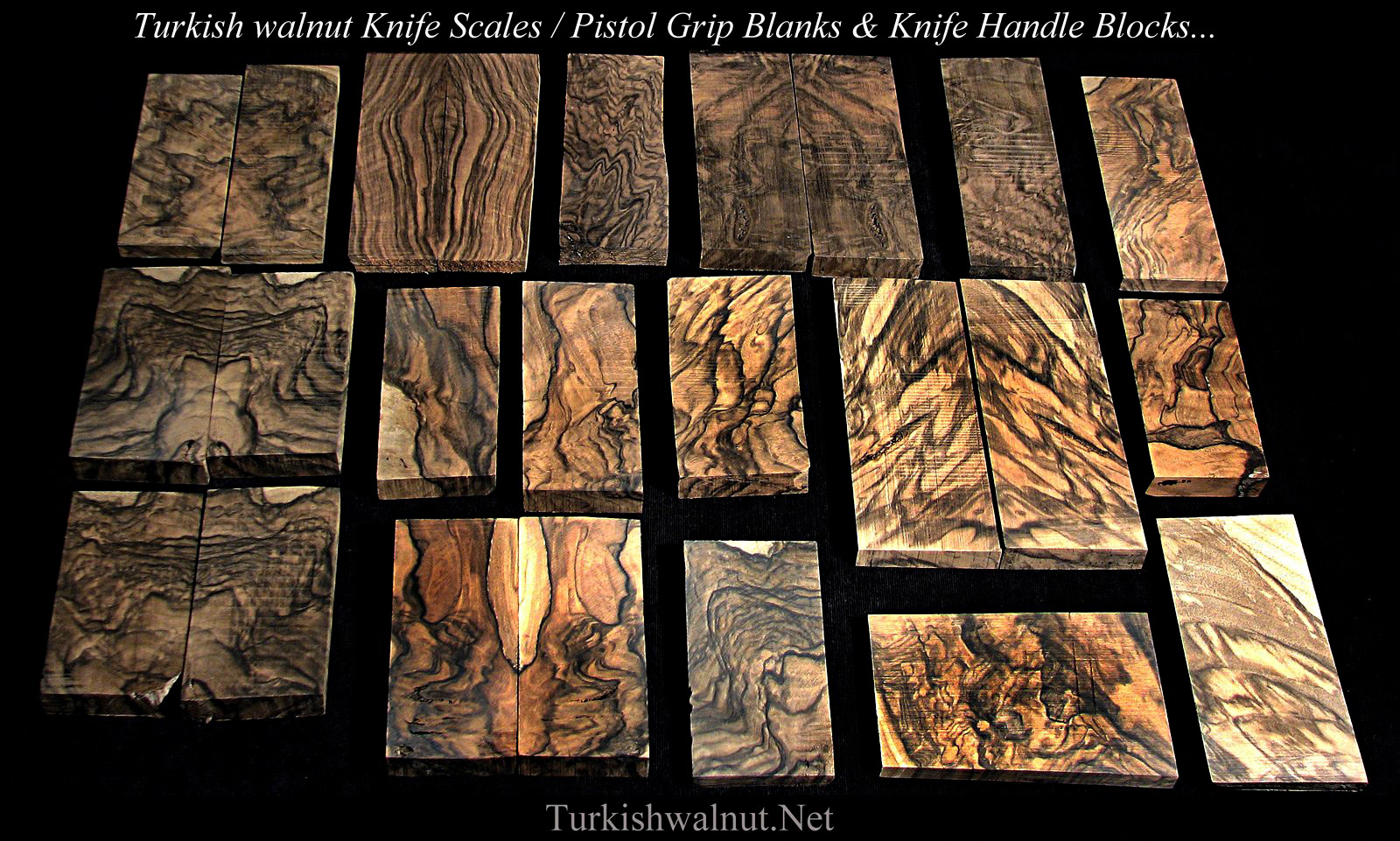 Turkish walnut Knife Scales / Pistol Grip Blanks & Knife Handle Blocks