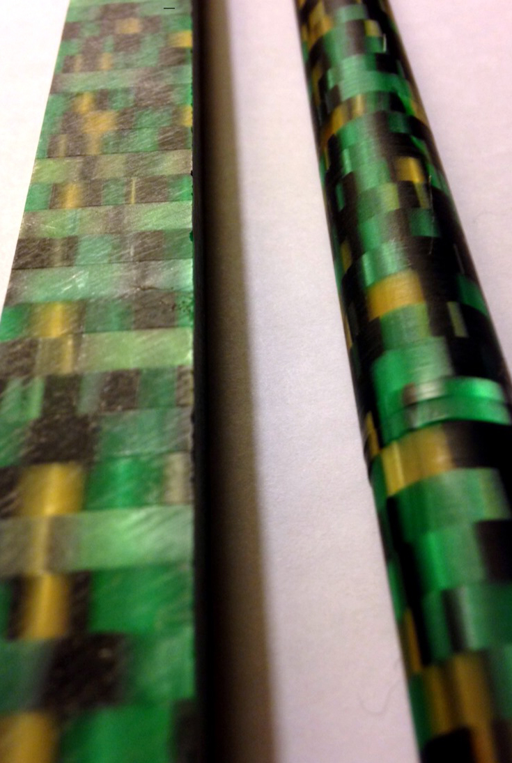 Turned Green and Gold Mosaic Rod