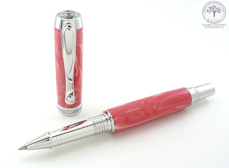 Venus rollerball with Asian Pink Coral Tru-stone