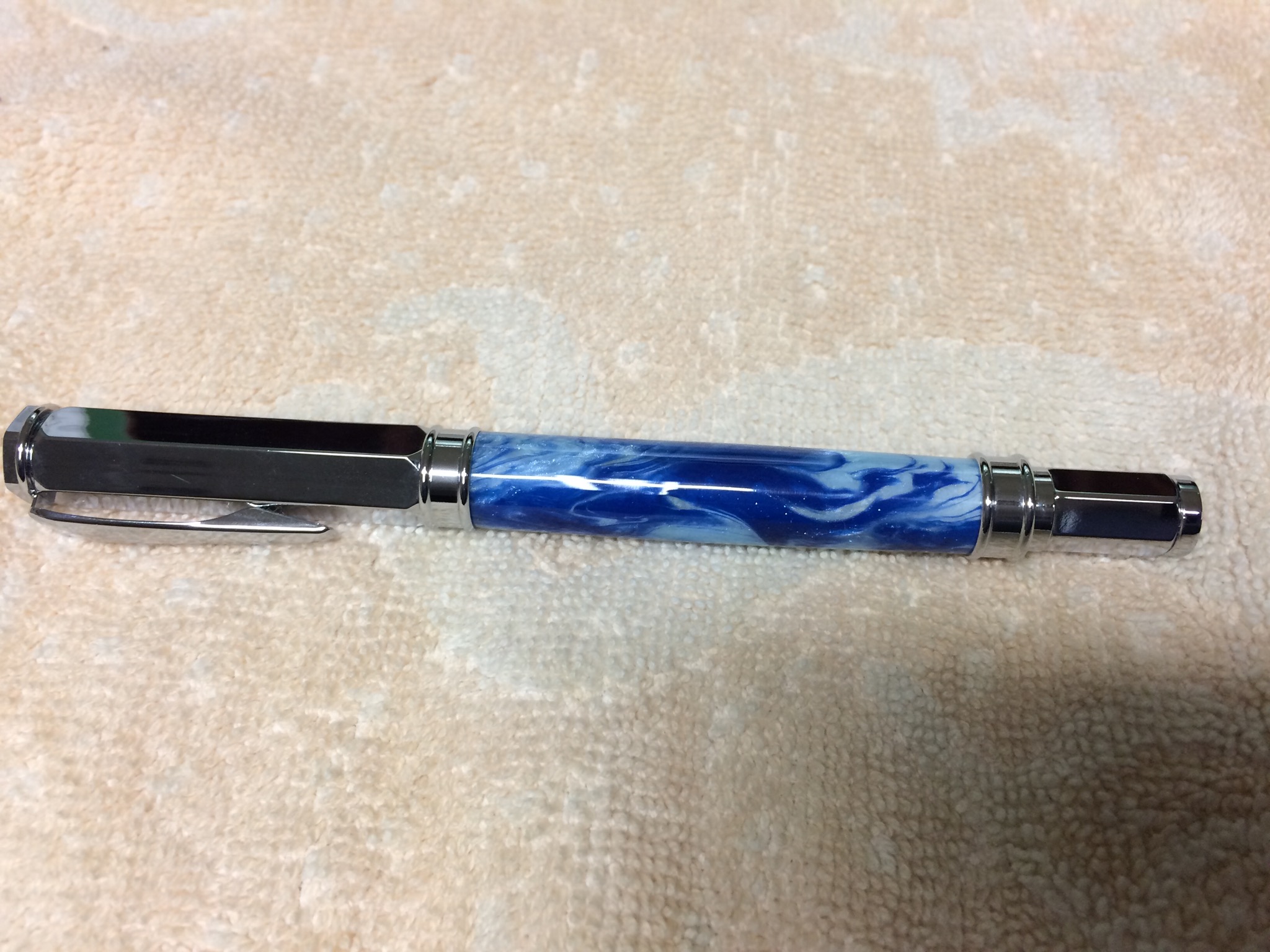 Vertex Fountain Pen - Chrome with Blue