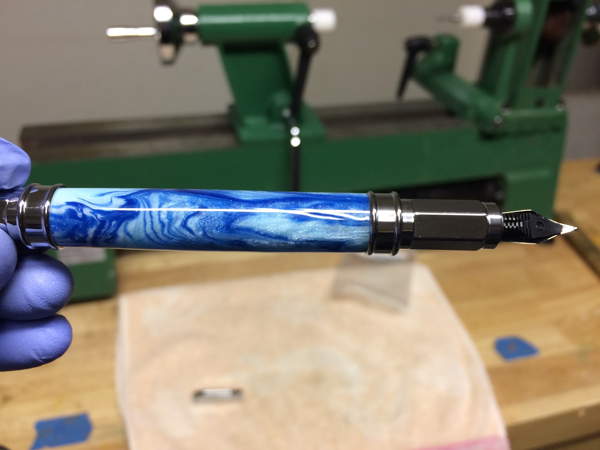 Vertex Fountain Pen - Chrome with Blue