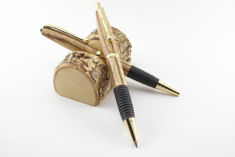 Wooden Soft Grip pen and pencil.